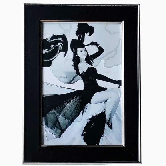 - Beautiful Woman on broom Witch Pin up Style Halloween Costume framed photo art - Picture 3 of 5